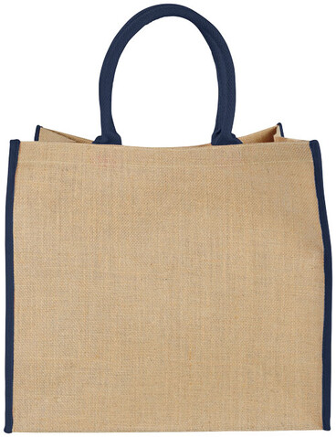 Harry farbige Jute Tragetasche 25L, natur, navy bedrucken, Art.-Nr. 12018202