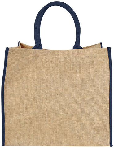 Harry farbige Jute Tragetasche 25L, natur, navy bedrucken, Art.-Nr. 12018202