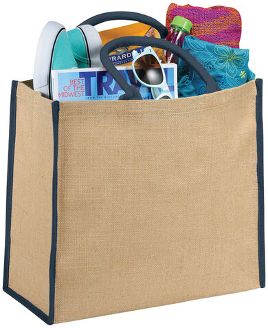 Harry farbige Jute Tragetasche 25L, natur, navy bedrucken, Art.-Nr. 12018202