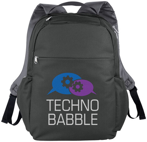 Slim 15&quot; Laptop-Rucksack 15L, kohle bedrucken, Art.-Nr. 12018602