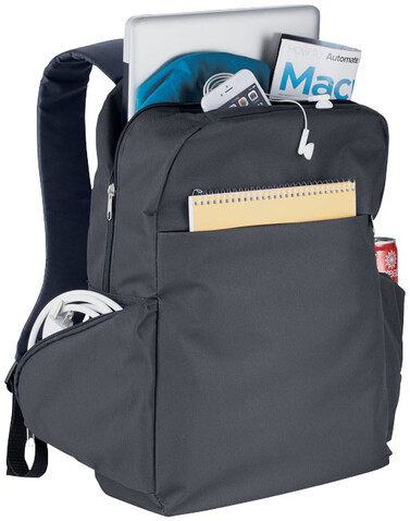 Slim 15&quot; Laptop-Rucksack 15L, kohle bedrucken, Art.-Nr. 12018602