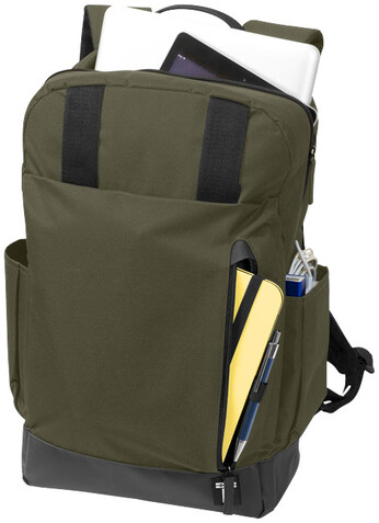 Compu 15,6&quot; Laptop-Rucksack 14L, olive, schwarz bedrucken, Art.-Nr. 12023302