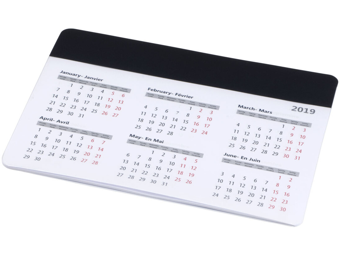 ⭐ Chart Mauspad mit Kalender, schwarz mit Logo bedrucken