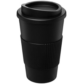 Americano® 350 ml Isolierbecher mit Schutzring, schwarz bedrucken, Art.-Nr. 21000200