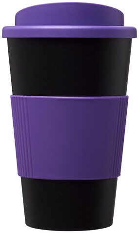 Americano® 350 ml Isolierbecher mit Schutzring, schwarz, lila bedrucken, Art.-Nr. 21000206