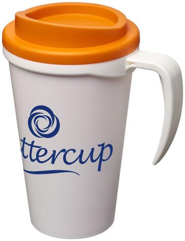 Americano® Grande 350 ml Isolierbecher, weiss, orange bedrucken, Art.-Nr. 21000405