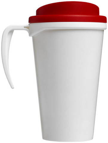 Brite-Ameriano® Grande 350 ml Isolierbecher, weiss, rot bedrucken, Art.-Nr. 21000603