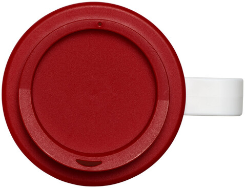 Brite-Ameriano® Grande 350 ml Isolierbecher, weiss, rot bedrucken, Art.-Nr. 21000603