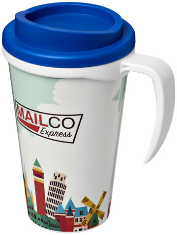 Brite-Ameriano® Grande 350 ml Isolierbecher, weiss, mittelblau bedrucken, Art.-Nr. 21000607 Brite-Ameriano® Grande 350 ml Isolierbecher, weiss, mittelblau bedrucken, Art.-Nr. 21000607
