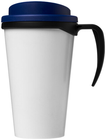 Brite-Ameriano® Grande 350 ml Isolierbecher, schwarz, blau bedrucken, Art.-Nr. 21000614