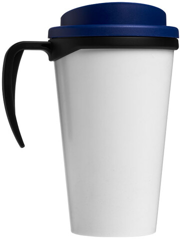 Brite-Ameriano® Grande 350 ml Isolierbecher, schwarz, blau bedrucken, Art.-Nr. 21000614