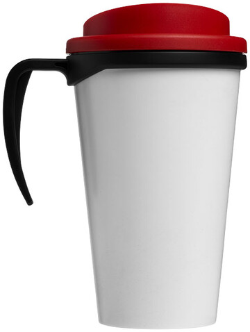 Brite-Ameriano® Grande 350 ml Isolierbecher, schwarz, rot bedrucken, Art.-Nr. 21000615