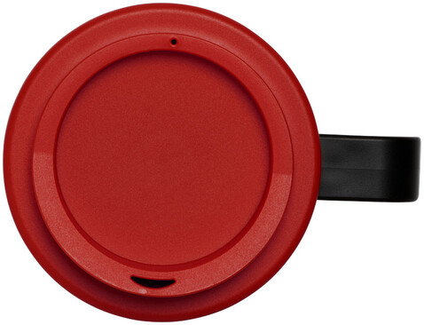 Brite-Ameriano® Grande 350 ml Isolierbecher, schwarz, rot bedrucken, Art.-Nr. 21000615