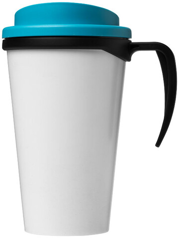 Brite-Ameriano® Grande 350 ml Isolierbecher, schwarz, aquablau bedrucken, Art.-Nr. 21000617