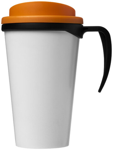 Brite-Ameriano® Grande 350 ml Isolierbecher, schwarz, orange bedrucken, Art.-Nr. 21000620
