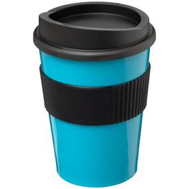 Americano® Medio 300 ml Becher mit Schutzring, aquablau, schwarz bedrucken, Art.-Nr. 21000818