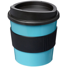 Americano® Primo 250 ml Becher mit Schutzring, aquablau, schwarz bedrucken, Art.-Nr. 21001018