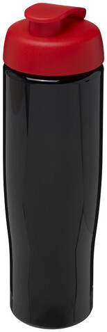 H2O Active® Tempo 700 ml Sportflasche mit Klappdeckel, schwarz, rot bedrucken, Art.-Nr. 21004014