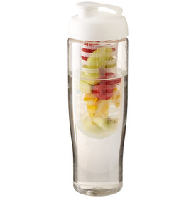 H2O Active® Tempo 700 ml Sportflasche mit Klappdeckel und Infusor, transparent, weiss bedrucken, Art.-Nr. 21004100