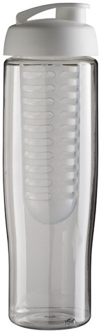 H2O Active® Tempo 700 ml Sportflasche mit Klappdeckel und Infusor, transparent, weiss bedrucken, Art.-Nr. 21004100