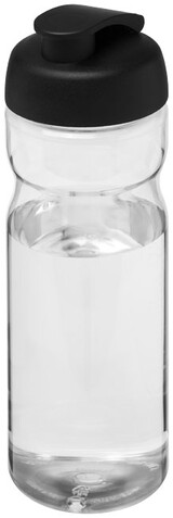 H2O Active® Base 650 ml Sportflasche mit Klappdeckel, transparent, schwarz bedrucken, Art.-Nr. 21004500