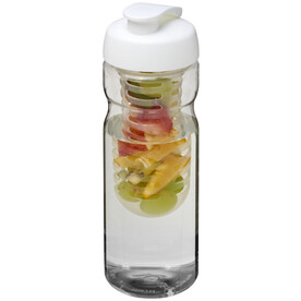 H2O Active® Base 650 ml Sportflasche mit Klappdeckel und Infusor, transparent, weiss bedrucken, Art.-Nr. 21004600 H2O Active® Base 650 ml Sportflasche mit Klappdeckel und Infusor, transparent, weiss bedrucken, Art.-Nr. 21004600