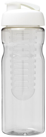 H2O Active® Base 650 ml Sportflasche mit Klappdeckel und Infusor, transparent, weiss bedrucken, Art.-Nr. 21004600