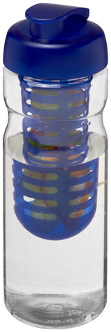 H2O Active® Base 650 ml Sportflasche mit Klappdeckel und Infusor, transparent, blau bedrucken, Art.-Nr. 21004601