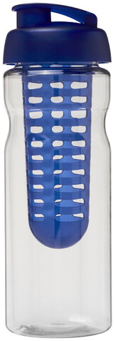 H2O Active® Base 650 ml Sportflasche mit Klappdeckel und Infusor, transparent, blau bedrucken, Art.-Nr. 21004601