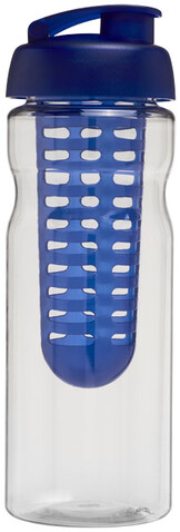 H2O Active® Base 650 ml Sportflasche mit Klappdeckel und Infusor, transparent, blau bedrucken, Art.-Nr. 21004601
