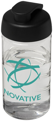 H2O Active® Bop 500 ml Sportflasche mit Klappdeckel, transparent, schwarz bedrucken, Art.-Nr. 21005000