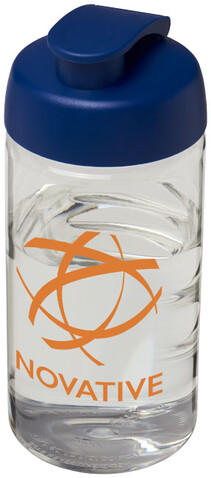 H2O Active® Bop 500 ml Sportflasche mit Klappdeckel, transparent, blau bedrucken, Art.-Nr. 21005002