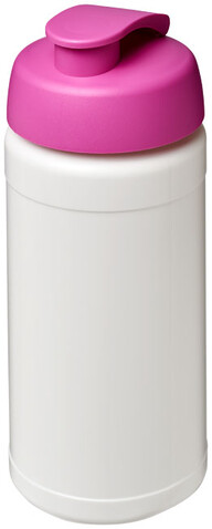 Baseline® Plus 500 ml Sportflasche mit Klappdeckel, weiss, rosa bedrucken, Art.-Nr. 21006808