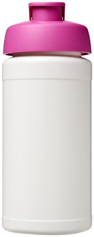 Baseline® Plus 500 ml Sportflasche mit Klappdeckel, weiss, rosa bedrucken, Art.-Nr. 21006808