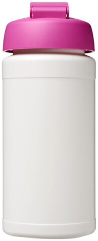 Baseline® Plus 500 ml Sportflasche mit Klappdeckel, weiss, rosa bedrucken, Art.-Nr. 21006808