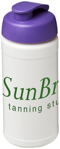 Baseline® Plus 500 ml Sportflasche mit Klappdeckel, weiss, lila bedrucken, Art.-Nr. 21006809 Baseline® Plus 500 ml Sportflasche mit Klappdeckel, weiss, lila bedrucken, Art.-Nr. 21006809