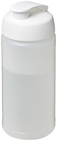 Baseline® Plus 500 ml Sportflasche mit Klappdeckel, transparent, weiss bedrucken, Art.-Nr. 21006816