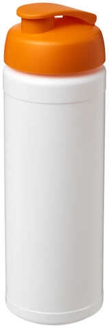 Baseline® Plus 750 ml Flasche mit Klappdeckel, weiss, orange bedrucken, Art.-Nr. 21007007