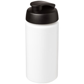 Baseline® Plus grip 500 ml Sportflasche mit Klappdeckel, weiss, schwarz bedrucken, Art.-Nr. 21007200 Baseline® Plus grip 500 ml Sportflasche mit Klappdeckel, weiss, schwarz bedrucken, Art.-Nr. 21007200