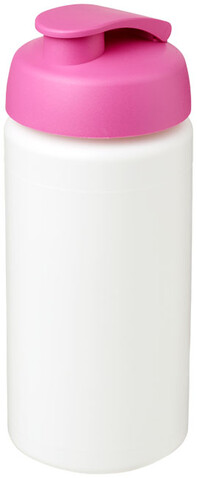 Baseline® Plus grip 500 ml Sportflasche mit Klappdeckel, weiss, rosa bedrucken, Art.-Nr. 21007208