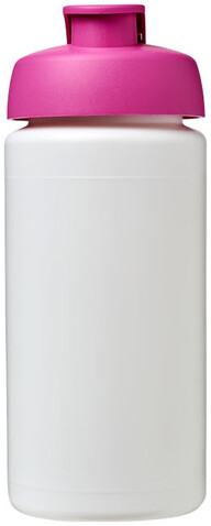 Baseline® Plus grip 500 ml Sportflasche mit Klappdeckel, weiss, rosa bedrucken, Art.-Nr. 21007208