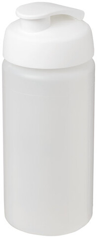 Baseline® Plus grip 500 ml Sportflasche mit Klappdeckel, transparent, weiss bedrucken, Art.-Nr. 21007216 Baseline® Plus grip 500 ml Sportflasche mit Klappdeckel, transparent, weiss bedrucken, Art.-Nr. 21007216