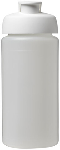 Baseline® Plus grip 500 ml Sportflasche mit Klappdeckel, transparent, weiss bedrucken, Art.-Nr. 21007216 Baseline® Plus grip 500 ml Sportflasche mit Klappdeckel, transparent, weiss bedrucken, Art.-Nr. 21007216