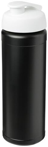 Baseline® Plus grip 750 ml Sportflasche mit Klappdeckel, schwarz, weiss bedrucken, Art.-Nr. 21007412