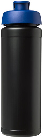 Baseline® Plus grip 750 ml Sportflasche mit Klappdeckel, schwarz, blau bedrucken, Art.-Nr. 21007413
