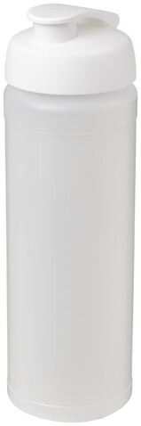 Baseline® Plus grip 750 ml Sportflasche mit Klappdeckel, transparent, weiss bedrucken, Art.-Nr. 21007416