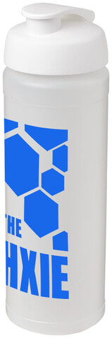 Baseline® Plus grip 750 ml Sportflasche mit Klappdeckel, transparent, weiss bedrucken, Art.-Nr. 21007416