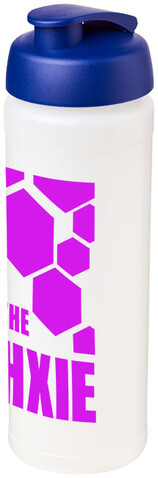 Baseline® Plus grip 750 ml Sportflasche mit Klappdeckel, transparent, blau bedrucken, Art.-Nr. 21007417
