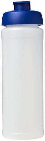 Baseline® Plus grip 750 ml Sportflasche mit Klappdeckel, transparent, blau bedrucken, Art.-Nr. 21007417