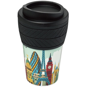 Brite-Americano® 350 ml Isolierbecher mit Schutzring Reifen-Design, schwarz bedrucken, Art.-Nr. 21008800